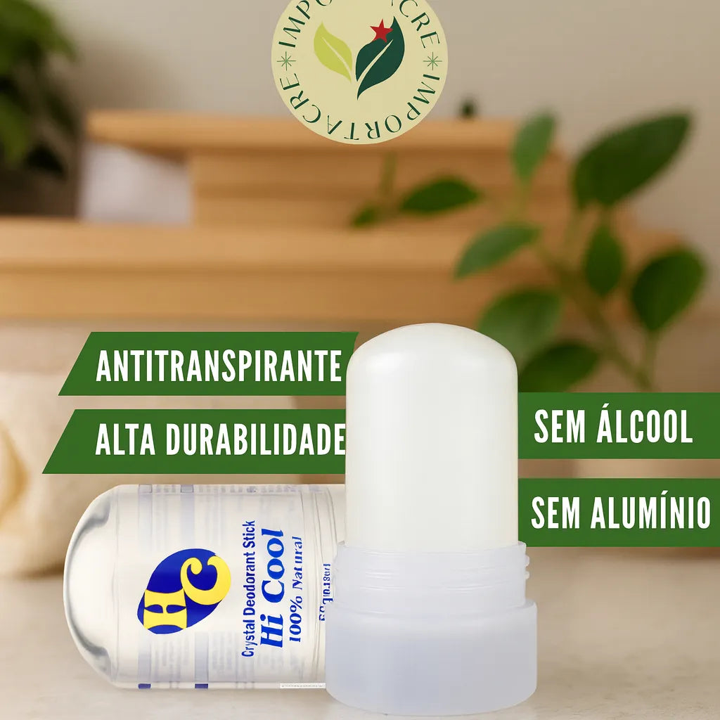 Desodorante Pedra Sal Hi Cool Cristal Vegano, Crystal Stick Sem cheiro - Natural Sem Fragrância 60 g
