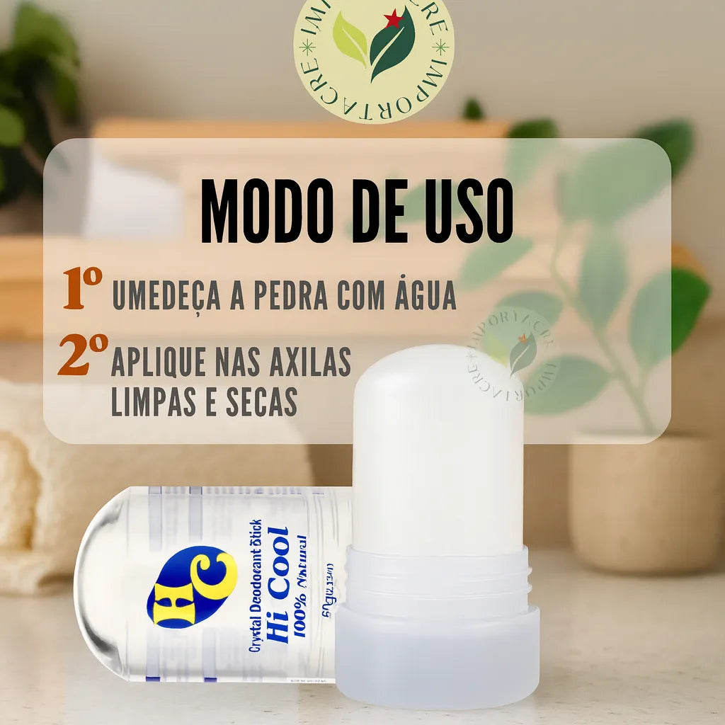 Desodorante Pedra Sal Hi Cool Cristal Vegano, Crystal Stick Sem cheiro - Natural Sem Fragrância 60 g